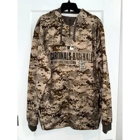 St Louis Cardinals MLB Majestic Authentic Collection Camo Hoodie XL - Picture 1 of 8